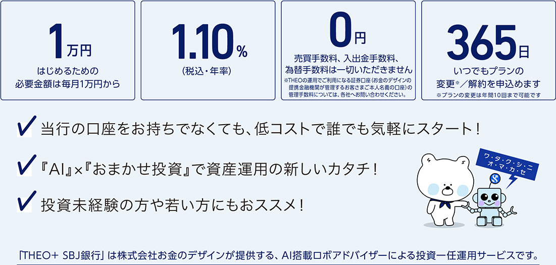 ただいま「THEO+ SBJ銀行」スタートキャンペーン実施中！